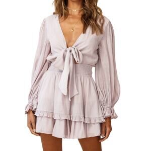 Angel Biba Anthea Bow-Tie Front‎ Layered Frill Dress Blush - 5 - Excellent
